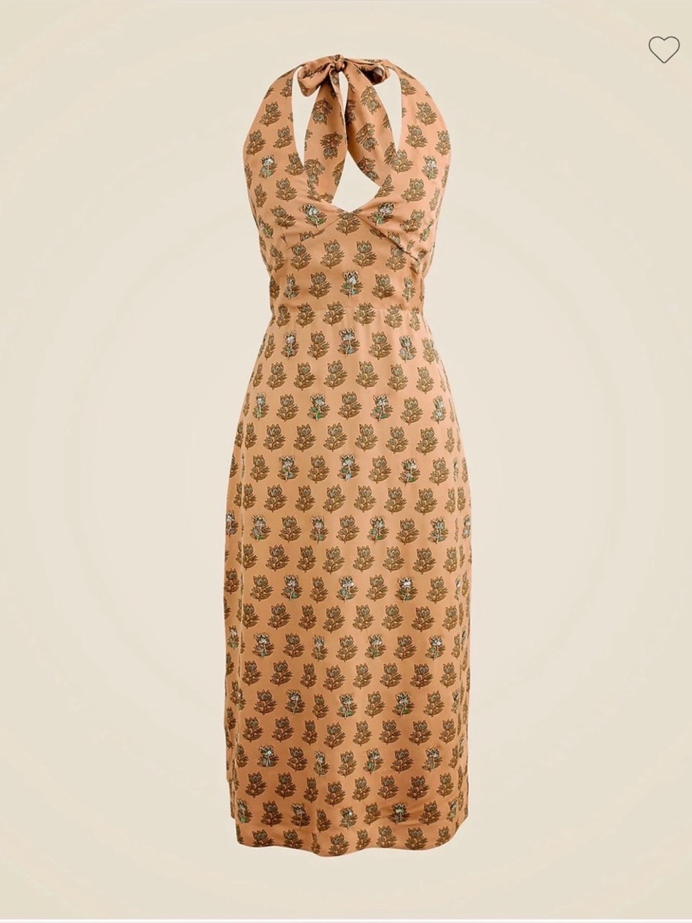 J Crew Tan Dress with Metallic Gold Leaf Print